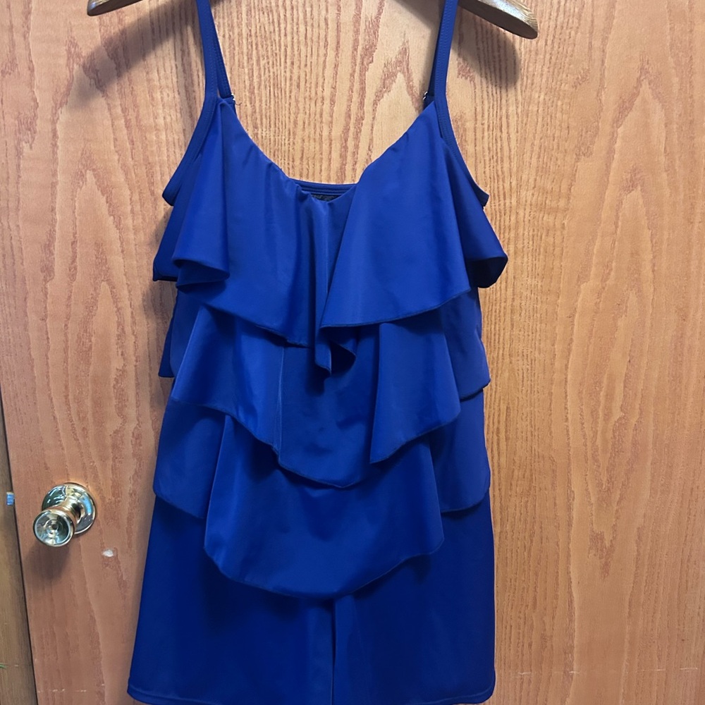 Fit 4 u navy layered swim suit - size 14  (shorts)